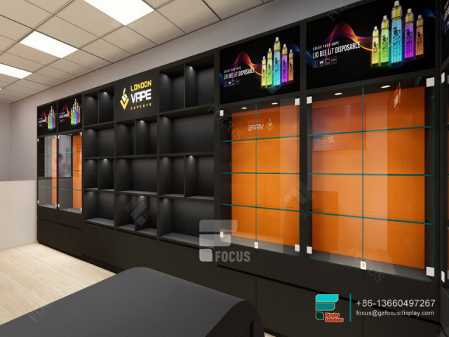 Customized Cigarette Display Wall Case Glass Cabinet