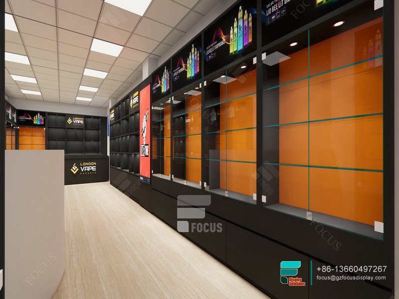Customized Cigarette Display Wall Case Glass Cabinet