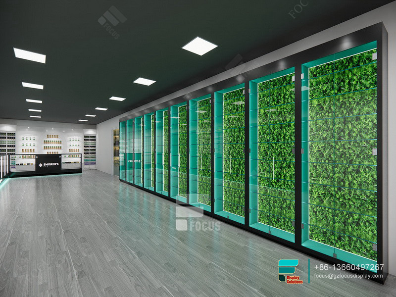 Cigarette Cabinet Glass Display Cabinet With LED Lights
