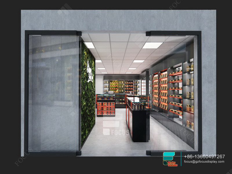 Cigarette Shelf Glass Display Case With LED Lights For Sale
