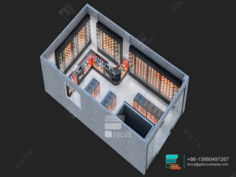 Cigarette Shelf Glass Display Case With LED Lights For Sale