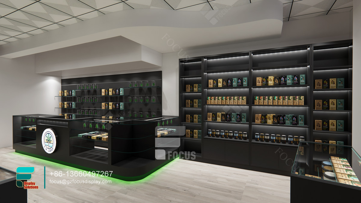 cigarette wall display glass showcase vape display case