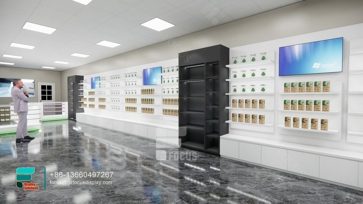 cigarette shelf wooden glass display cabinet for shop