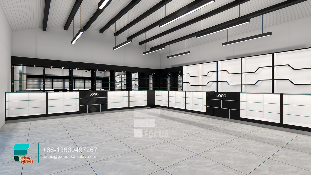cigarette shelves round glass display cabinet for stores