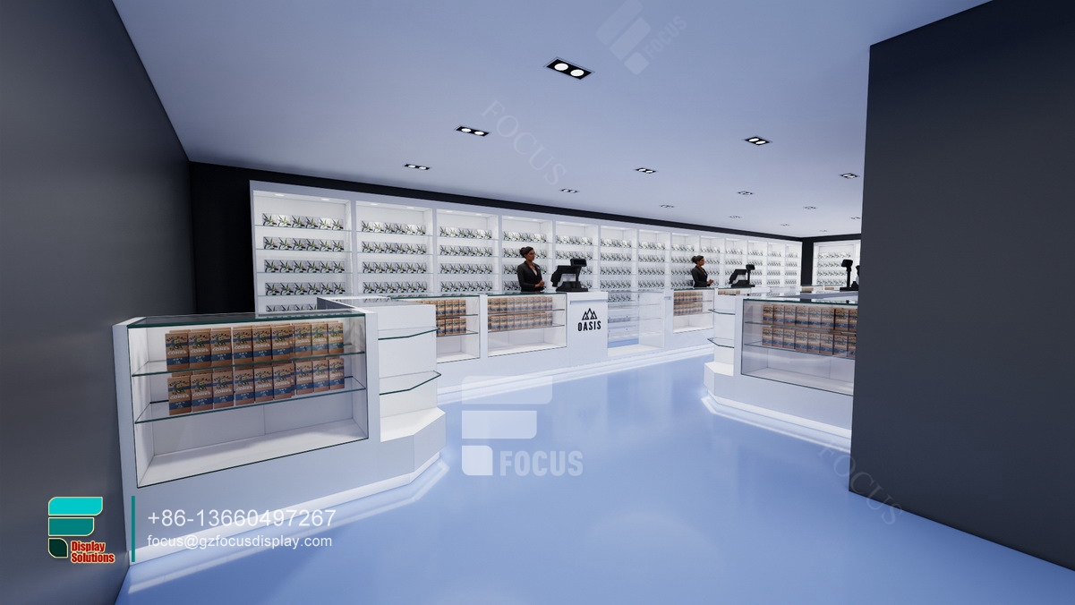 counter tobacco luxury cabinet glass dispensary furniture