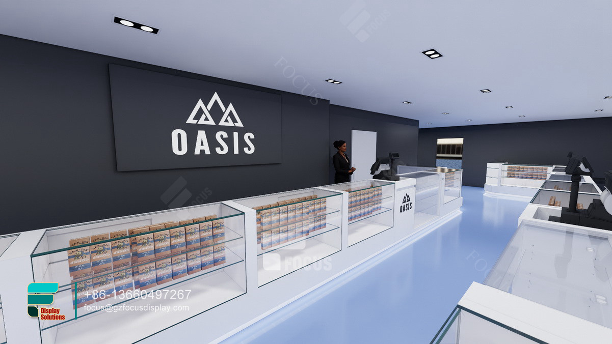 counter tobacco luxury cabinet glass dispensary furniture