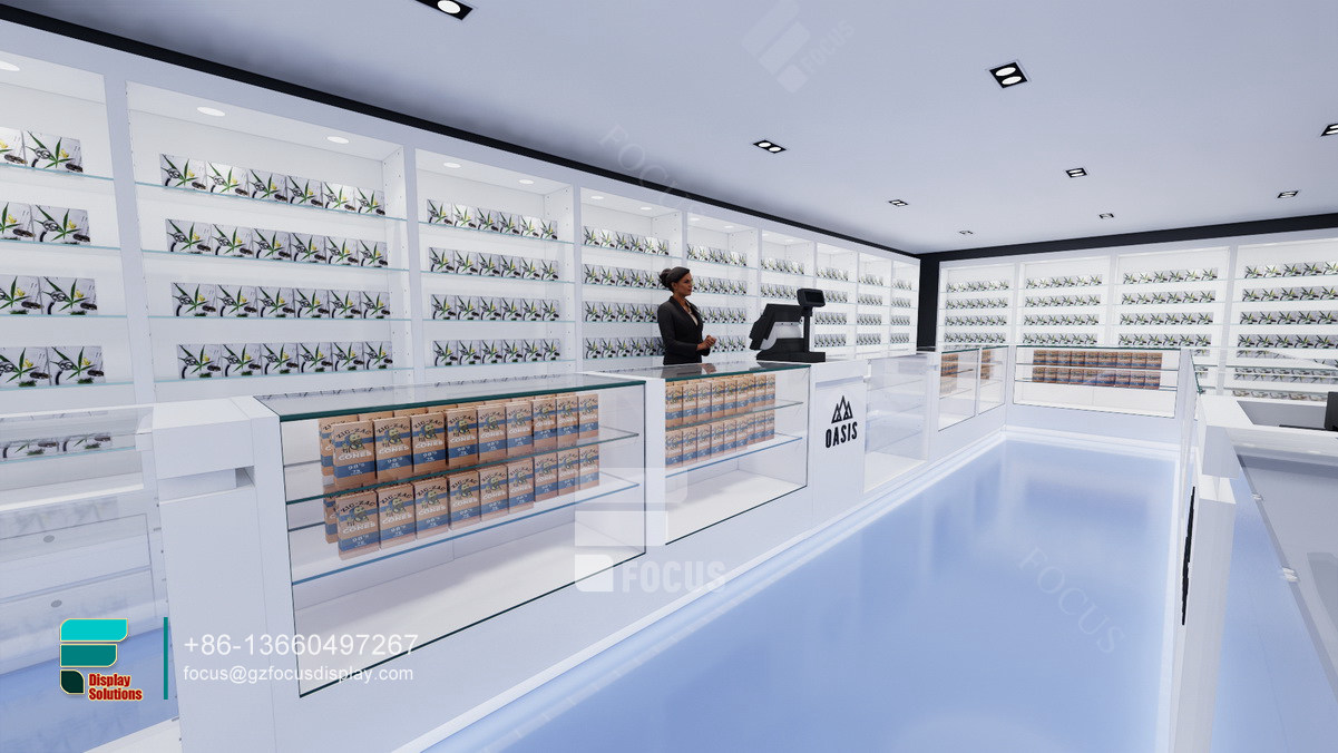 counter tobacco luxury cabinet glass dispensary furniture