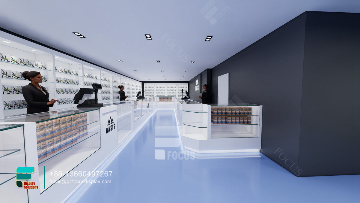 counter tobacco luxury cabinet glass dispensary furniture