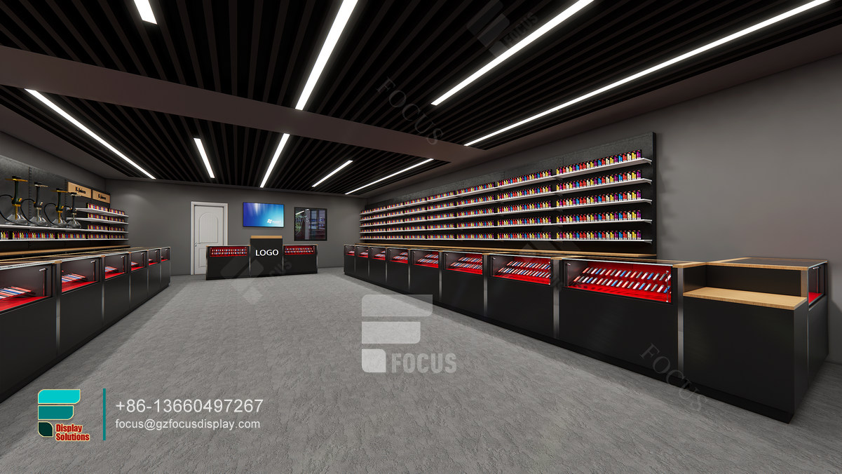 custom smoke shop furniture retail glass display case