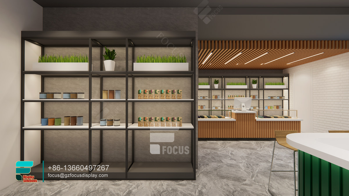 dispensary counter countertop glass display cigarette shelving
