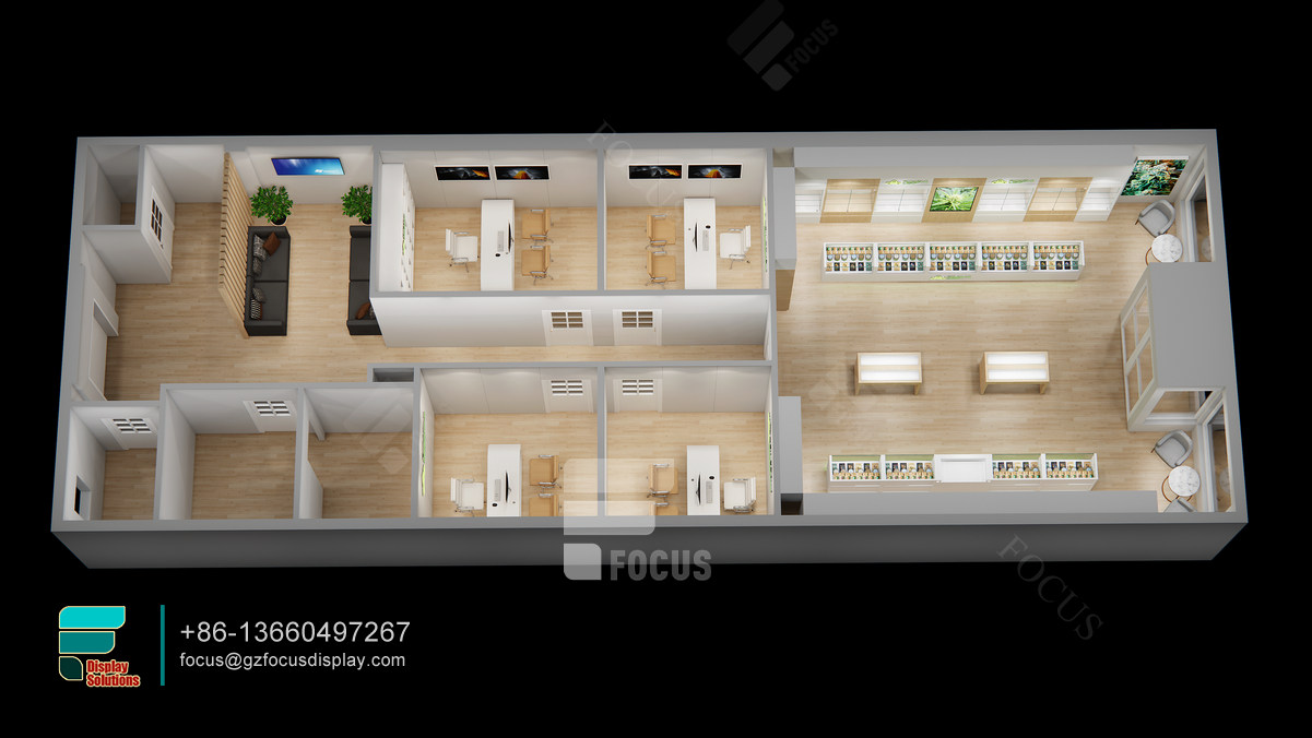dispensary layout design glass showcase cigar display case
