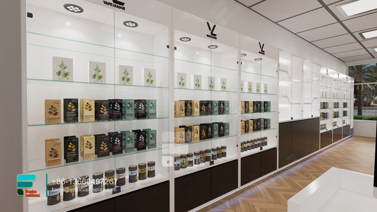 lockable cigarette cabinet glass display showcase with light
