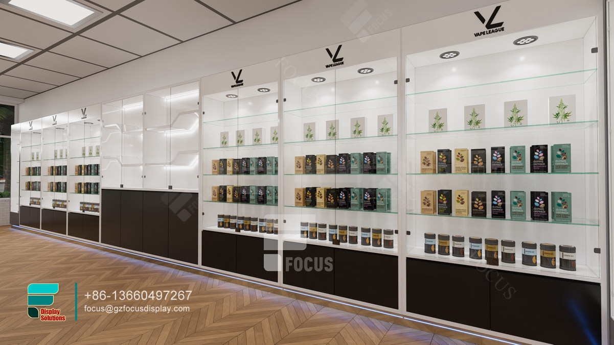 lockable cigarette cabinet glass display showcase with light