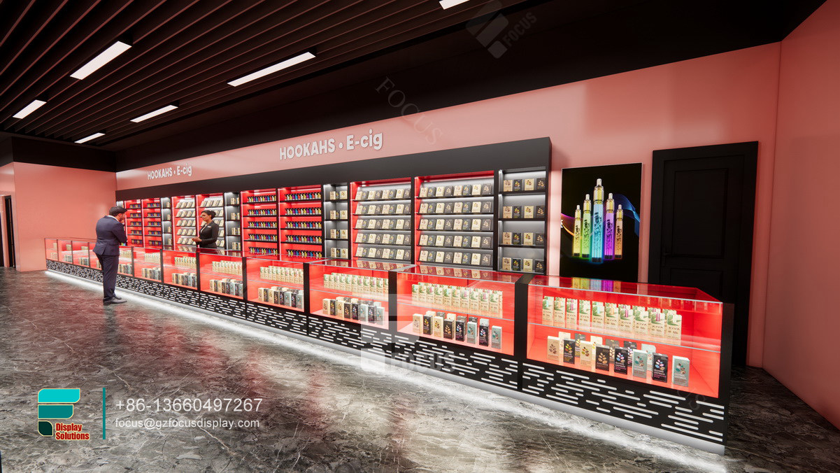 smoke shop display rack tobacco cabinet modern dispensary design