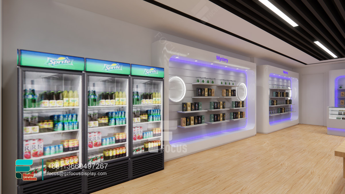 smoke shop glass displays glass cabinet with lights