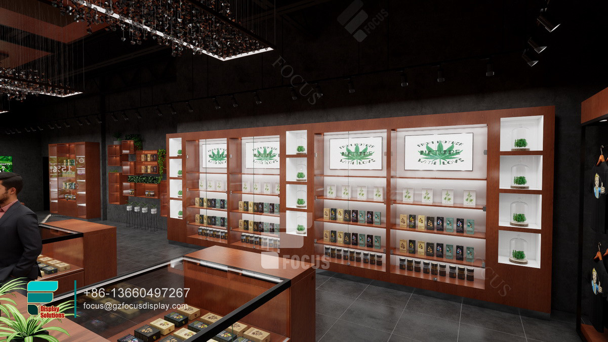 smoke shop showcase wood store cabinets dispensary furniture