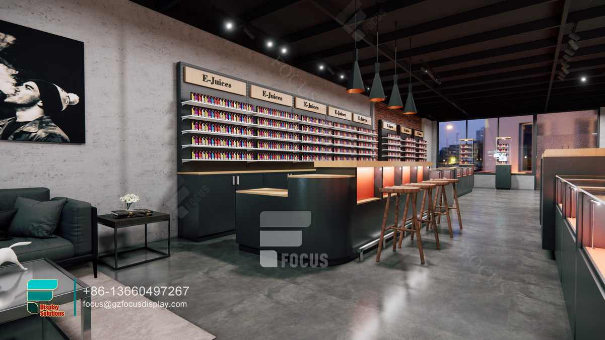 tobacco shelves smoke shop custom display glass showcase