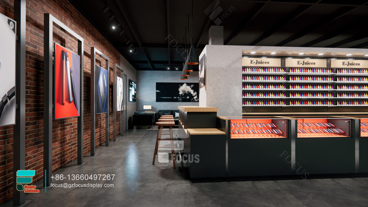 tobacco shelves smoke shop custom display glass showcase
