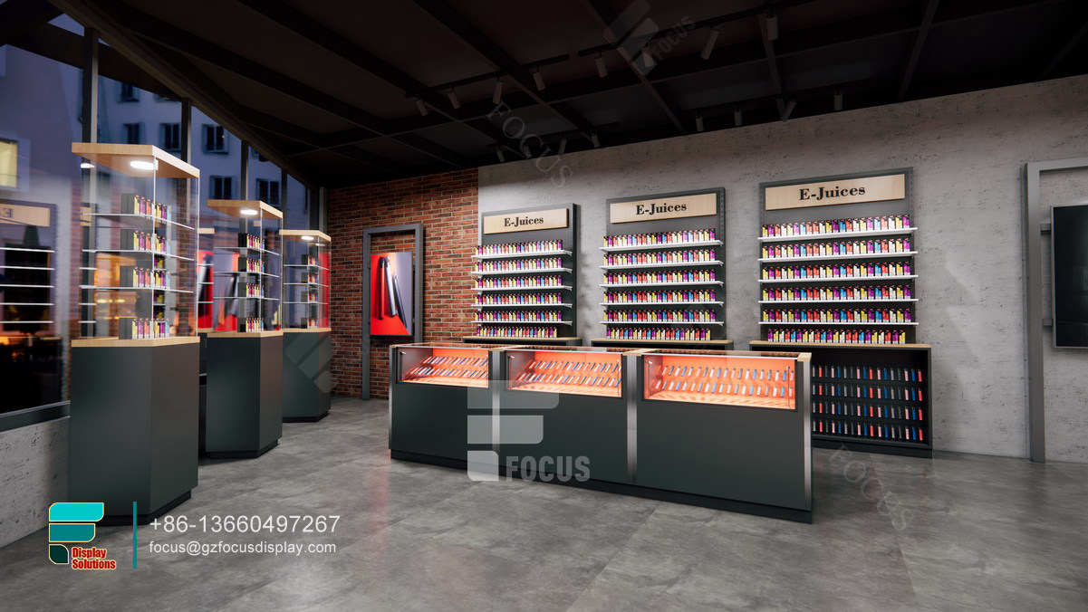 tobacco shelves smoke shop custom display glass showcase