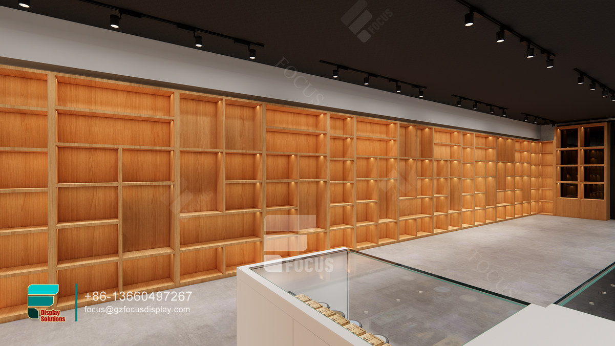 tobacco shop design wooden glass showcase cigarette display rack