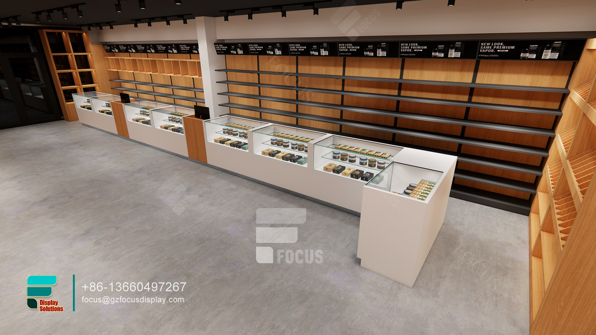 tobacco shop design wooden glass showcase cigarette display rack