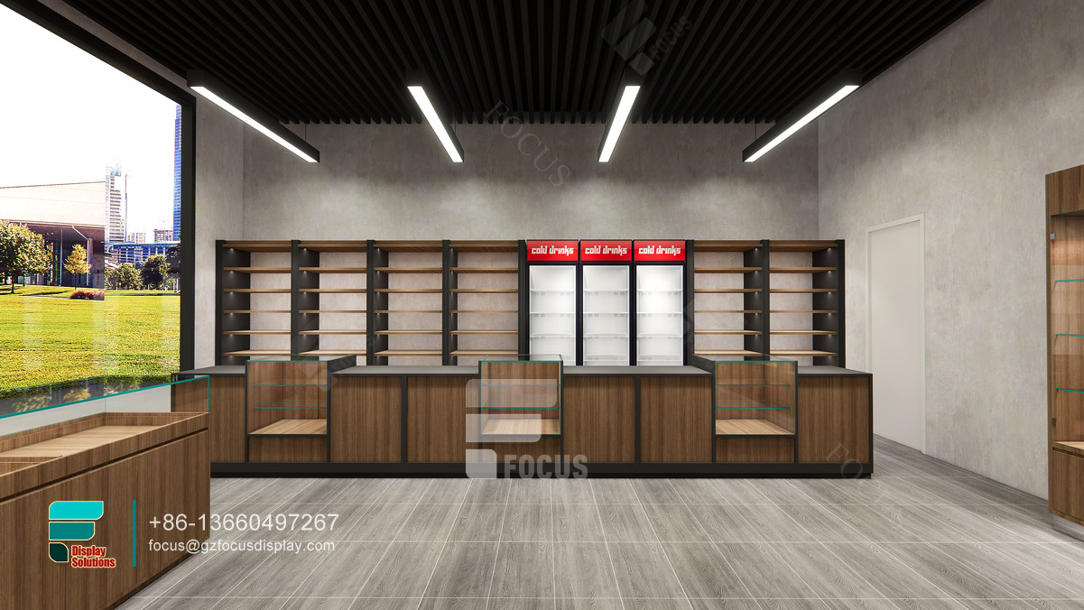 tobacco shop interior design wooden glass display showcase