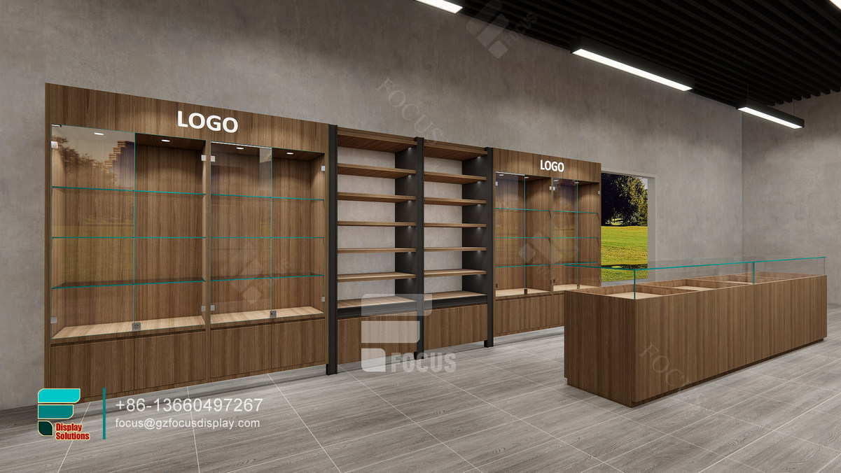 tobacco shop interior design wooden glass display showcase