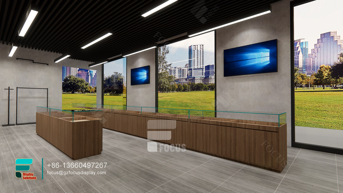 tobacco shop interior design wooden glass display showcase