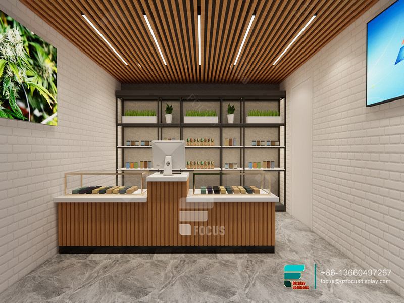 Dispensary Counter Countertop Glass Display Cigarette Shelving