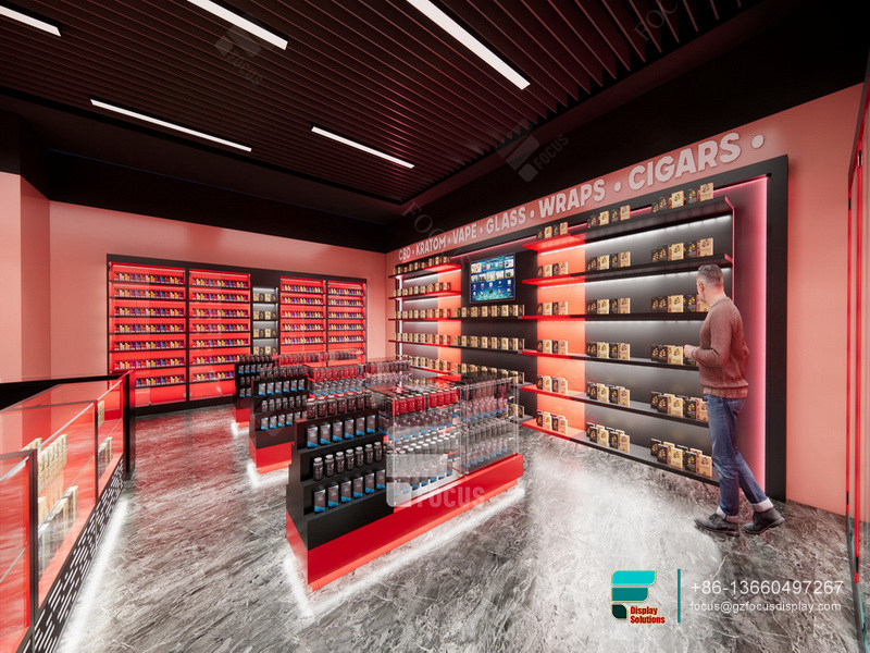 Smoke Shop Display Rack Tobacco Cabinet Modern Dispensary Design