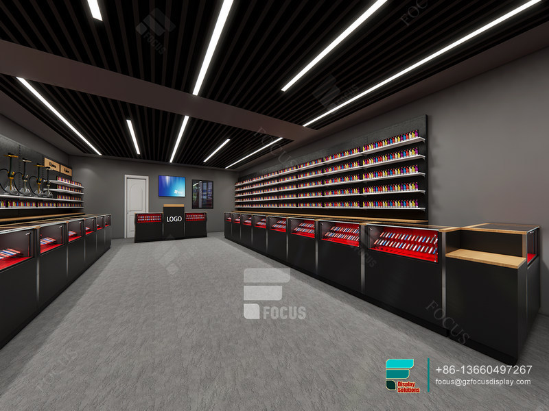 Custom Smoke Shop Furniture Retail Glass Display Case