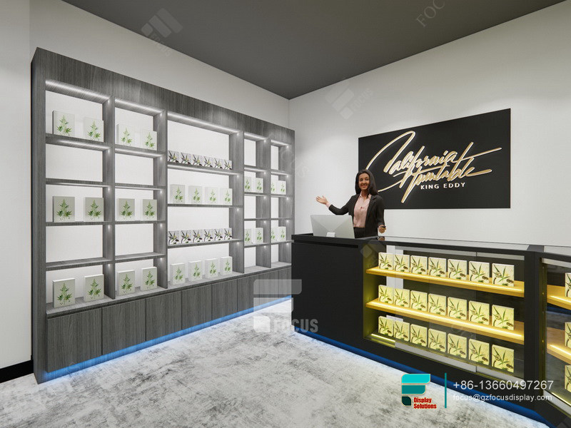 Customize Cigarette Cabinets LED Glass Shelf For Sale
