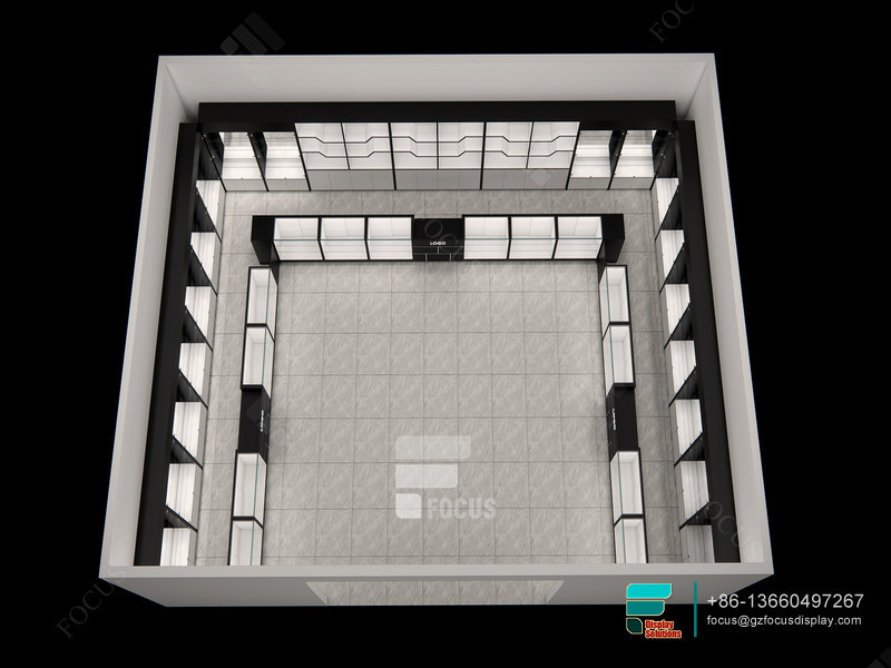 Cigarette Shelves Round Glass Display Cabinet For Stores