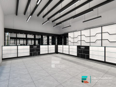 Cigarette Shelves Round Glass Display Cabinet For Stores