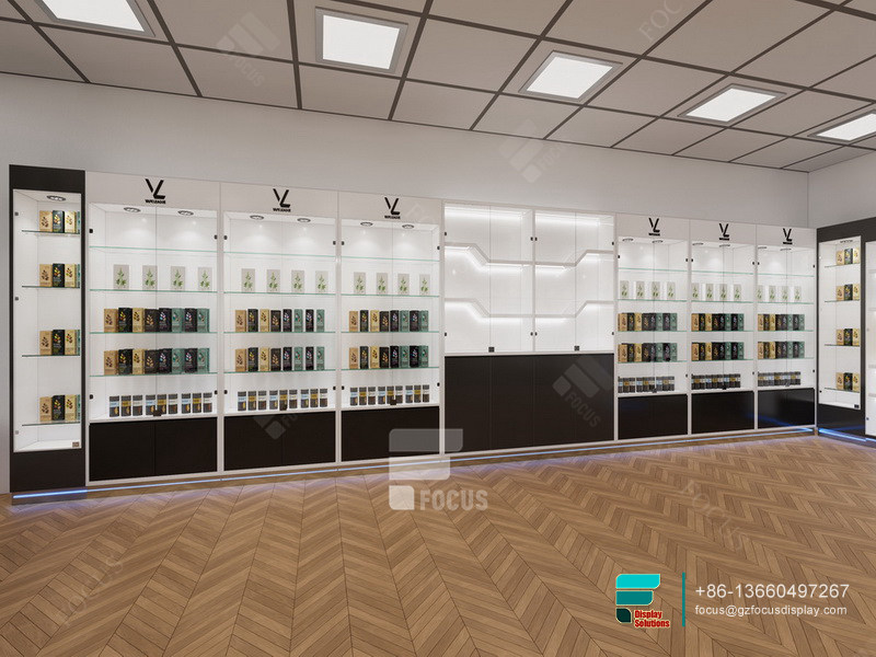 Lockable Cigarette Cabinet Glass Display Showcase With Light