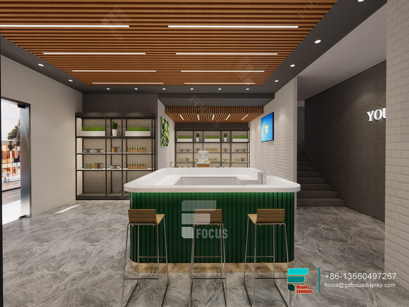 Dispensary Counter Countertop Glass Display Cigarette Shelving