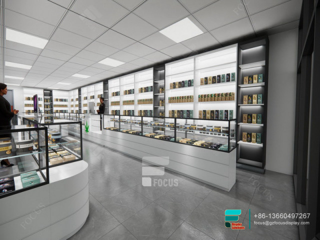 Custom Cigarette Display Cabinet Glass Vitrine For Sale