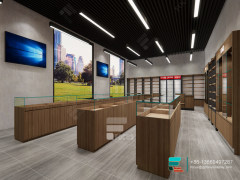 Tobacco Shop Interior Design Wooden Glass Display Showcase