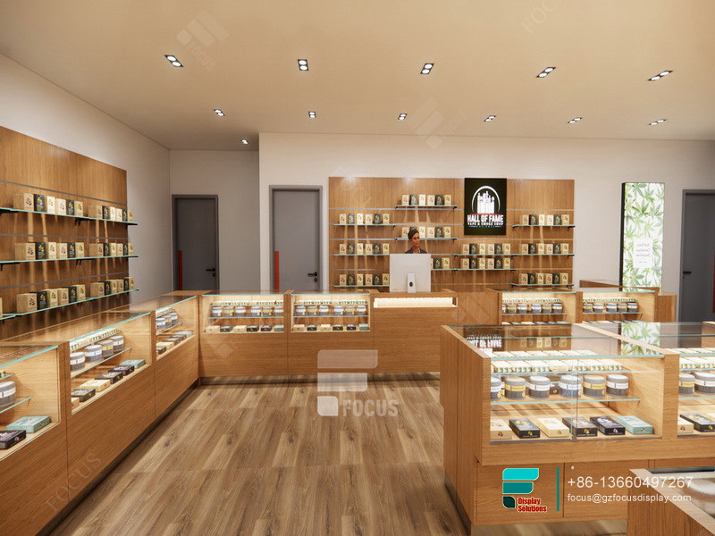 Smoke Shop Wood Display Vitrine Glass Wooden Display Rack