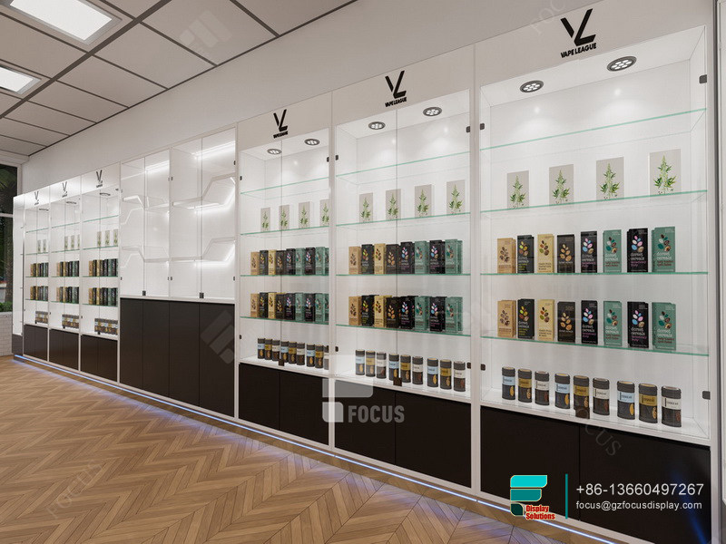 Lockable Cigarette Cabinet Glass Display Showcase With Light