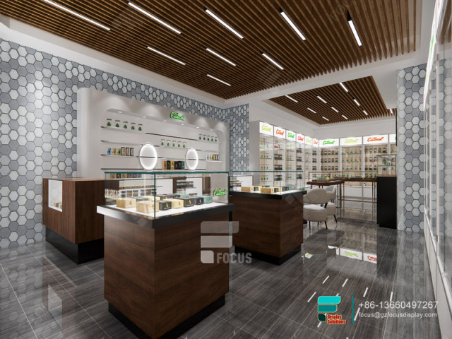 Commercial Cigar Display Cabinet Retail Glass Counter Design