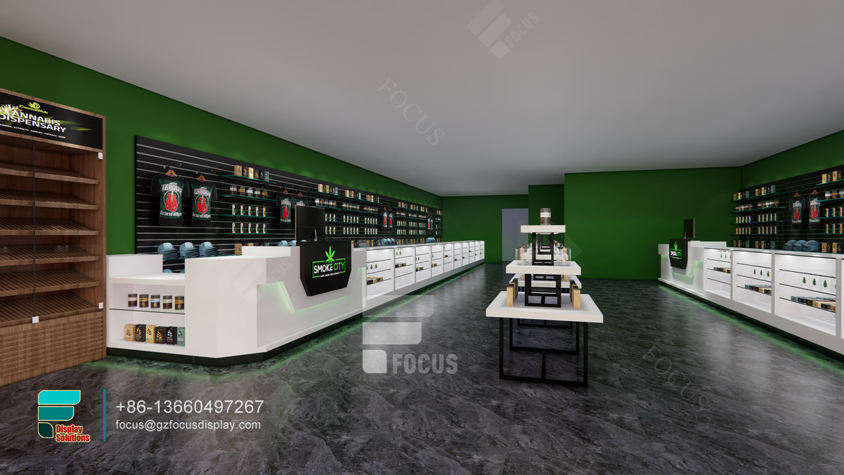 cannabis dispensary design and construction glass display