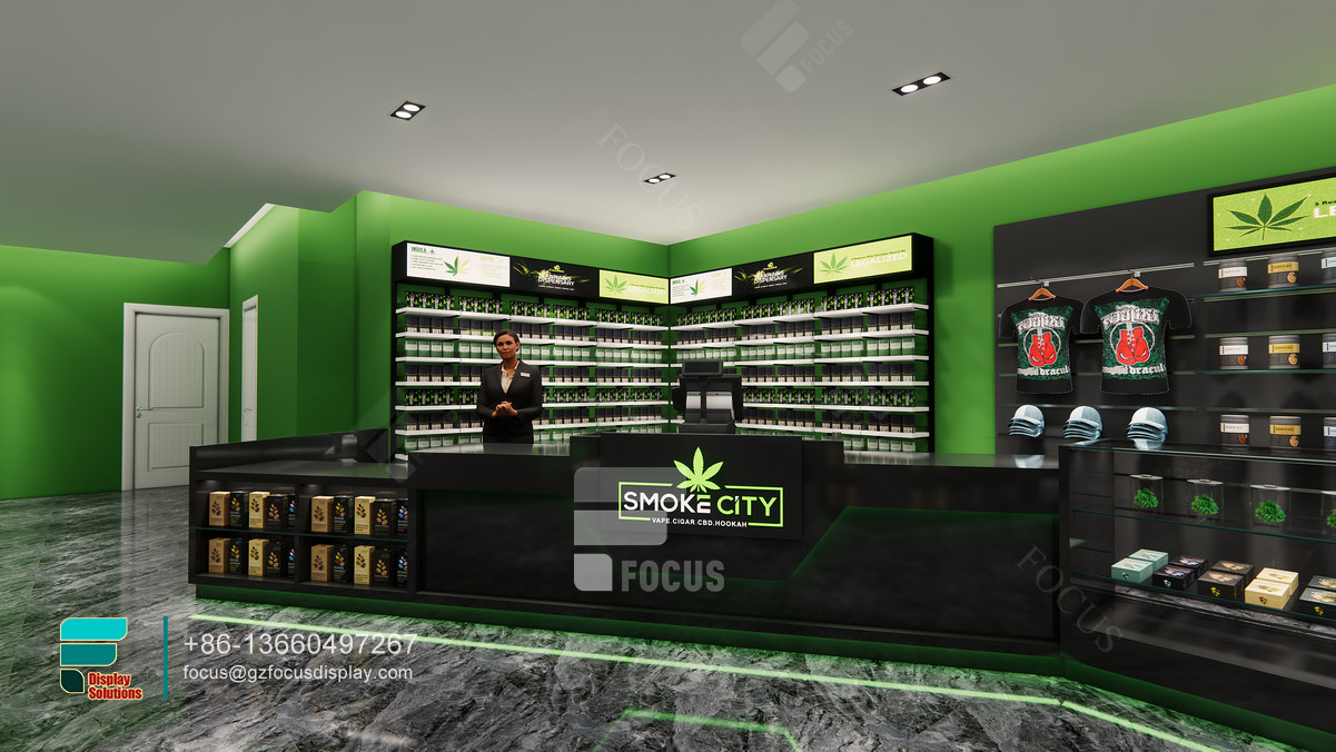 dispensary retail displays glass cabinets smoke shop design