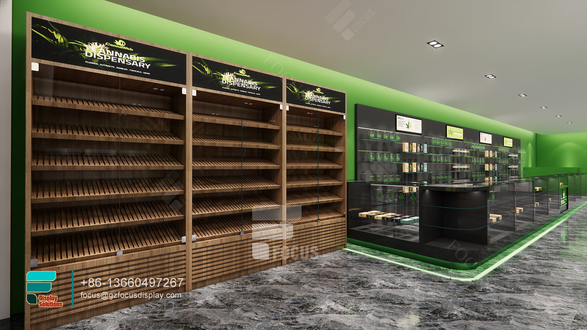 dispensary retail displays glass cabinets smoke shop design