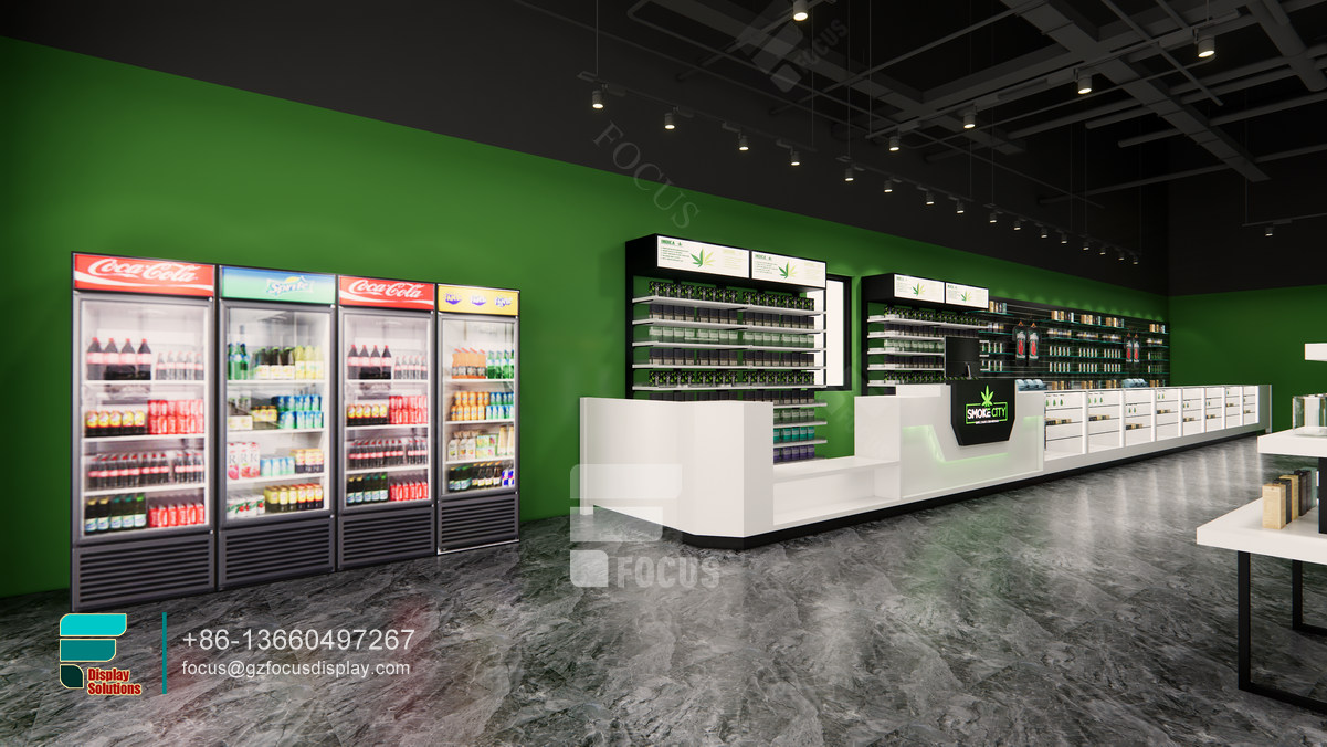 showcase smoke shop glass shelves for retail store