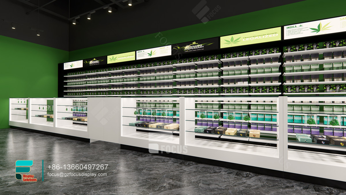 showcase smoke shop glass shelves for retail store