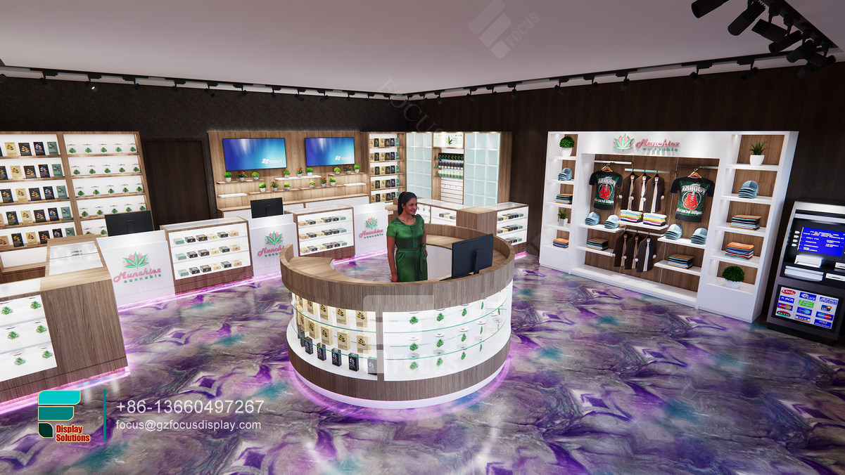 smoke shop display racks boutique dispensary interior design