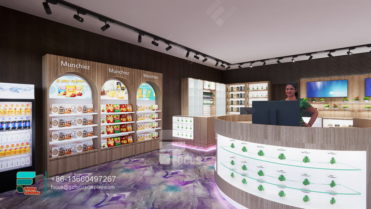 smoke shop display racks boutique dispensary interior design