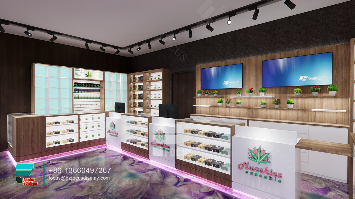 smoke shop display racks boutique dispensary interior design