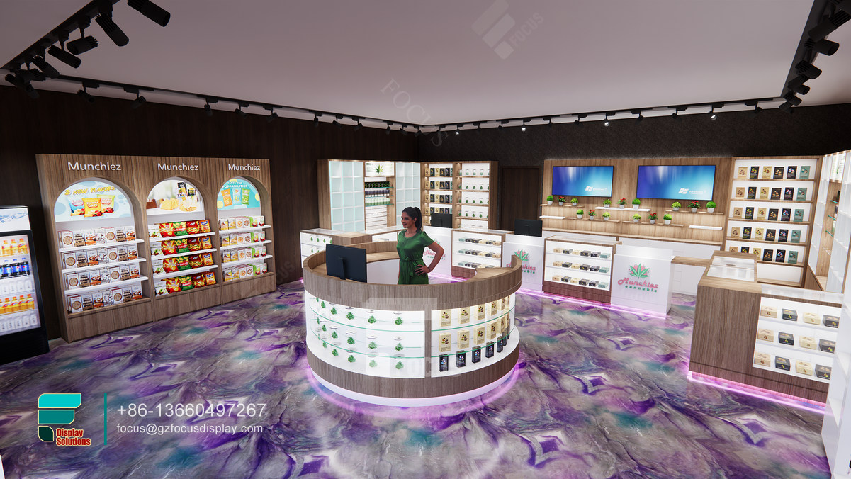 smoke shop display racks boutique dispensary interior design
